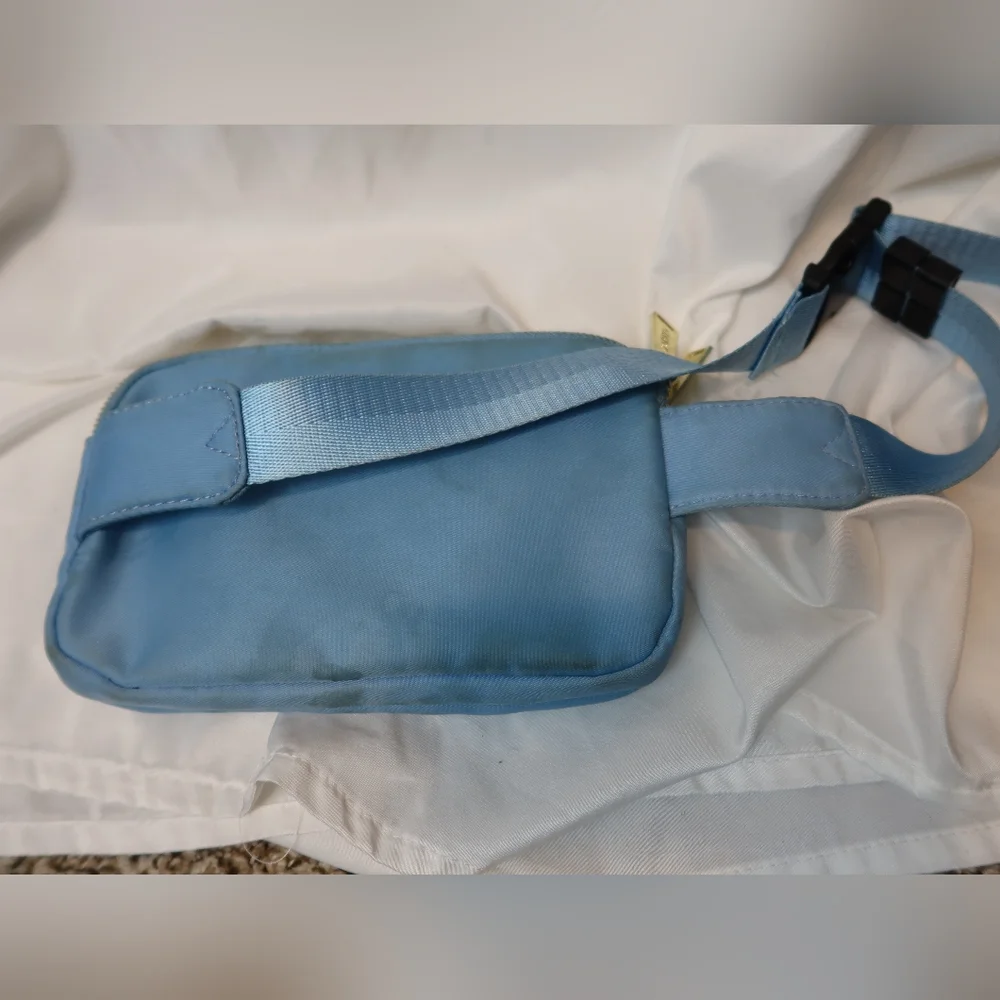 ZORFIN Powder Blue Fanny Pack Women's Fashion Waist Belt Bag 4 Zipper Pockets